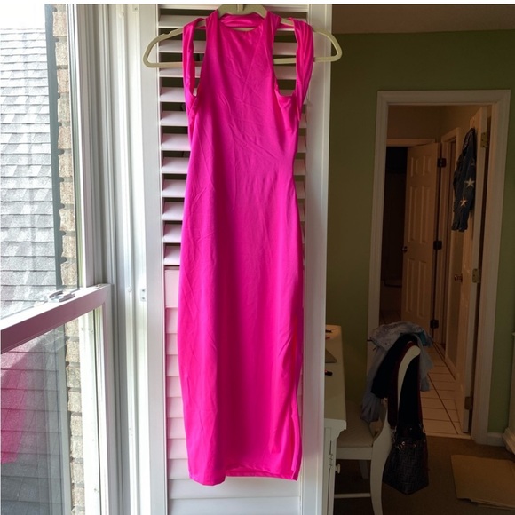 🩷 H:OURS HOT PINK MIDI DRESS - Picture 2 of 9
